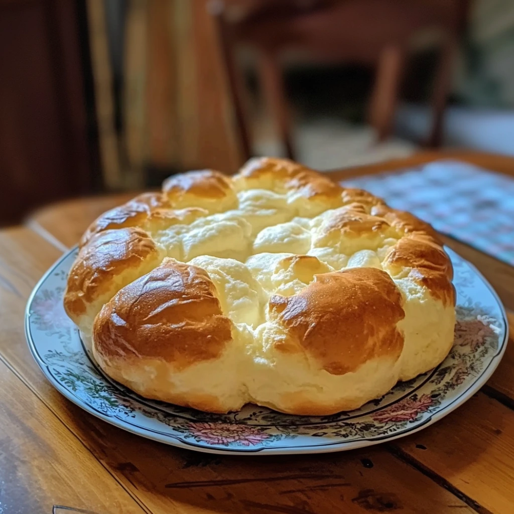 High Protein Recipes Fluffy cottage cheese cloud bread served on a floral-patterned plate