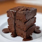 cottage cheese fudge stacked with rich chocolate drizzle