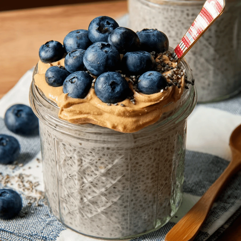 The Best Protein Blueberry Peanut Butter Chia Pudding